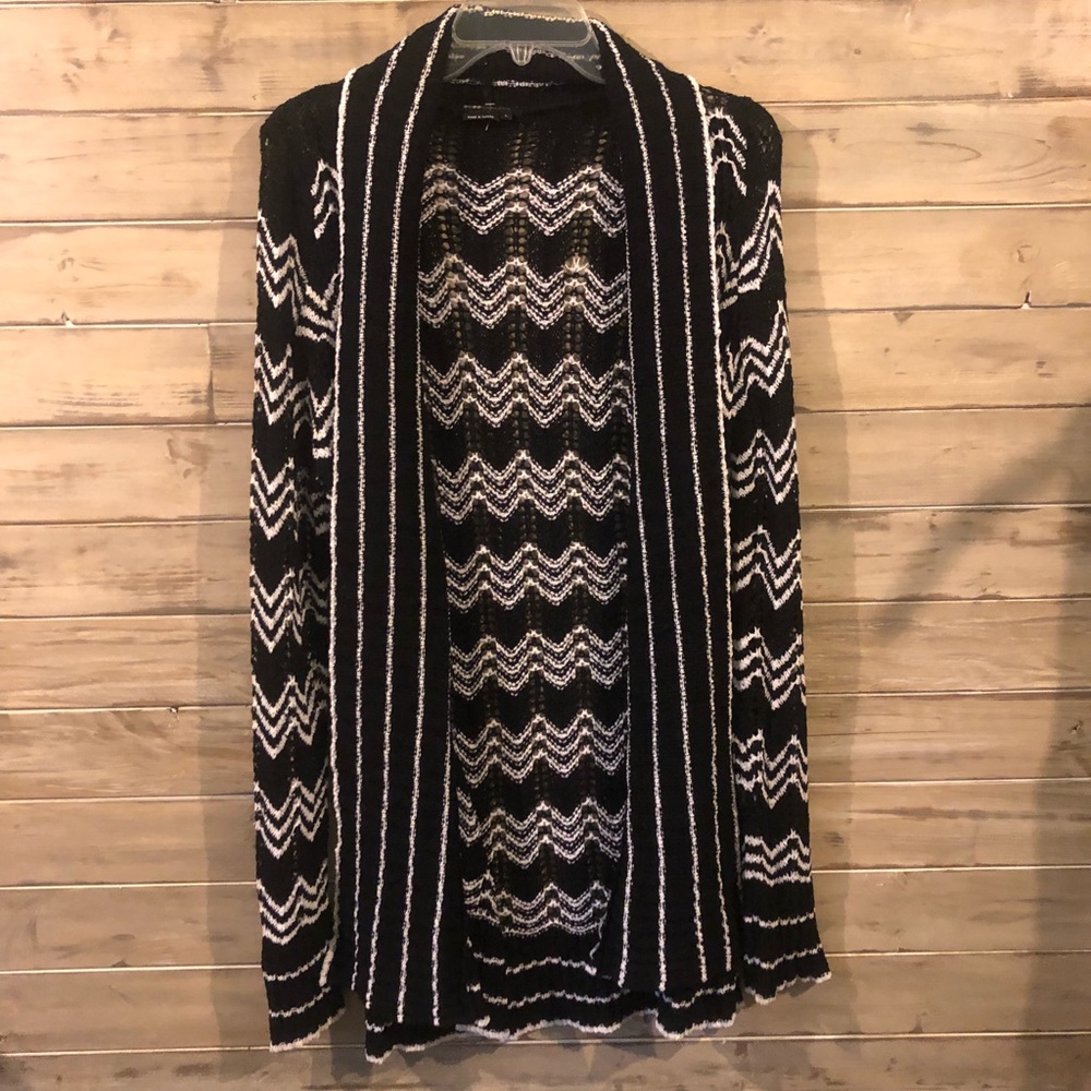 BCBG Longline black and white cardigan